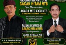 Pasukan Krame Dise Gagak Hitam NTB Dukung Kesuksesan MTQ XXXI NTB di Lombok Tengah.