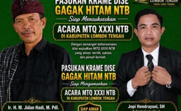 Pasukan Krame Dise Gagak Hitam NTB Dukung Kesuksesan MTQ XXXI NTB di Lombok Tengah.